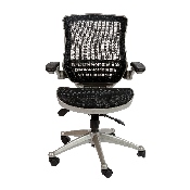 Mid-Back Transparent Black Mesh Executive Swivel Office Chair with Graphite Silver Frame and Flip-Up Arms, BL-8801X-BK-GR-GG
