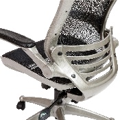 Mid-Back Transparent Black Mesh Executive Swivel Office Chair with Graphite Silver Frame and Flip-Up Arms, BL-8801X-BK-GR-GG