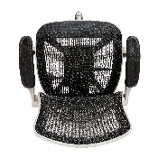 Mid-Back Transparent Black Mesh Executive Swivel Office Chair with Graphite Silver Frame and Flip-Up Arms, BL-8801X-BK-GR-GG