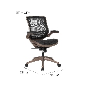 Mid-Back Transparent Black Mesh Executive Swivel Office Chair with Melrose Gold Frame and Flip-Up Arms, BL-8801X-GG