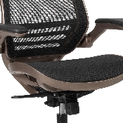 Mid-Back Transparent Black Mesh Executive Swivel Office Chair with Melrose Gold Frame and Flip-Up Arms, BL-8801X-GG