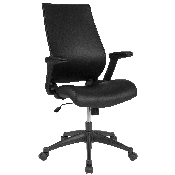 High Back Black LeatherSoft Executive Swivel Office Chair with Molded Foam Seat and Adjustable Arms, BL-LB-8809-LEA-GG