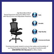 High Back Office Chair - High Back Mesh Executive Office and Desk Chair with Wheels and Adjustable Headrest, BL-X-5H-GG