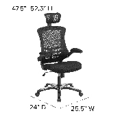 High Back Office Chair - High Back Mesh Executive Office and Desk Chair with Wheels and Adjustable Headrest, BL-X-5H-GG