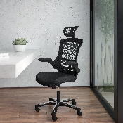 High Back Office Chair - High Back Mesh Executive Office and Desk Chair with Wheels and Adjustable Headrest, BL-X-5H-GG