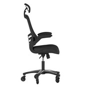 Kelista High-Back Black Mesh Swivel Ergonomic Executive Office Chair with Flip-Up Arms and Transparent Roller Wheels, BIFMA Certified, BL-X-5H-RLB-GG