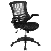 Mid-Back Black Mesh Swivel Ergonomic Task Office Chair with Flip-Up Arms, BIFMA Certified, BL-X-5M-BK-GG