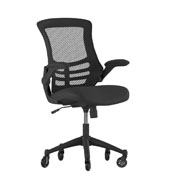 Kelista Mid-Back Black Mesh Swivel Ergonomic Task Office Chair with Flip-Up Arms and Transparent Roller Wheels, BIFMA Certified, BL-X-5M-BK-RLB-GG