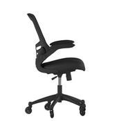 Kelista Mid-Back Black Mesh Swivel Ergonomic Task Office Chair with Flip-Up Arms and Transparent Roller Wheels, BIFMA Certified, BL-X-5M-BK-RLB-GG
