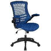Mid-Back Blue Mesh Swivel Ergonomic Task Office Chair with Flip-Up Arms, BL-X-5M-BLUE-GG