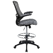 Mid-Back Dark Gray Mesh Ergonomic Drafting Chair with Adjustable Foot Ring and Flip-Up Arms, BL-X-5M-D-DKGY-GG, BL-X-5M-D-DKGY-GG