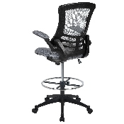 Mid-Back Dark Gray Mesh Ergonomic Drafting Chair with Adjustable Foot Ring and Flip-Up Arms, BL-X-5M-D-DKGY-GG, BL-X-5M-D-DKGY-GG
