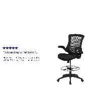 Mid-Back Black Mesh Ergonomic Drafting Chair with Adjustable Foot Ring and Flip-Up Arms, BL-X-5M-D-GG, BL-X-5M-D-GG
