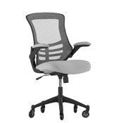 Kelista Mid-Back Dark Gray Mesh Swivel Ergonomic Task Office Chair with Flip-Up Arms and Transparent Roller Wheels, BL-X-5M-DKGY-RLB-GG