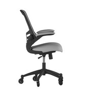 Kelista Mid-Back Dark Gray Mesh Swivel Ergonomic Task Office Chair with Flip-Up Arms and Transparent Roller Wheels, BL-X-5M-DKGY-RLB-GG