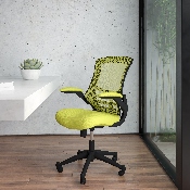 Mid-Back Green Mesh Swivel Ergonomic Task Office Chair with Flip-Up Arms, BL-X-5M-GRN-GG