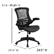 Desk Chair with Wheels - Swivel Chair with Mid-Back Black Mesh and LeatherSoft Seat for Home Office and Desk, BL-X-5M-LEA-GG