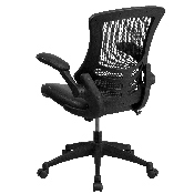 Desk Chair with Wheels - Swivel Chair with Mid-Back Black Mesh and LeatherSoft Seat for Home Office and Desk, BL-X-5M-LEA-GG