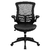 Desk Chair with Wheels - Swivel Chair with Mid-Back Black Mesh and LeatherSoft Seat for Home Office and Desk, BL-X-5M-LEA-GG