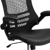 Desk Chair with Wheels - Swivel Chair with Mid-Back Black Mesh and LeatherSoft Seat for Home Office and Desk, BL-X-5M-LEA-GG