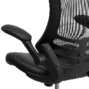 Desk Chair with Wheels - Swivel Chair with Mid-Back Black Mesh and LeatherSoft Seat for Home Office and Desk, BL-X-5M-LEA-GG