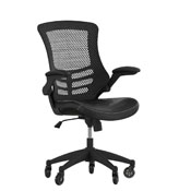 Kelista Desk Chair with Transparent Roller Wheels , Swivel Chair with Kelista Mid-Back Black Mesh and LeatherSoft Seat for Home Office and DeskFloor:, BL-X-5M-LEA-RLB-GG