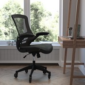 Kelista Desk Chair with Transparent Roller Wheels , Swivel Chair with Kelista Mid-Back Black Mesh and LeatherSoft Seat for Home Office and DeskFloor:, BL-X-5M-LEA-RLB-GG