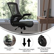 Kelista Desk Chair with Transparent Roller Wheels , Swivel Chair with Kelista Mid-Back Black Mesh and LeatherSoft Seat for Home Office and DeskFloor:, BL-X-5M-LEA-RLB-GG