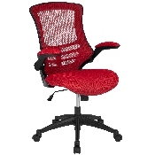 Mid-Back Red Mesh Swivel Ergonomic Task Office Chair with Flip-Up Arms, BL-X-5M-RED-GG