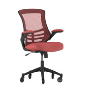 Kelista Mid-Back Red Mesh Swivel Ergonomic Task Office Chair with Flip-Up Arms and Transparent Roller Wheels, BL-X-5M-RED-RLB-GG