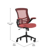 Kelista Mid-Back Red Mesh Swivel Ergonomic Task Office Chair with Flip-Up Arms and Transparent Roller Wheels, BL-X-5M-RED-RLB-GG