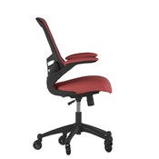 Kelista Mid-Back Red Mesh Swivel Ergonomic Task Office Chair with Flip-Up Arms and Transparent Roller Wheels, BL-X-5M-RED-RLB-GG