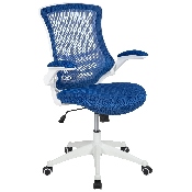 Mid-Back Blue Mesh Swivel Ergonomic Task Office Chair with White Frame and Flip-Up Arms, BL-X-5M-WH-BLUE-GG