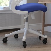 Kelista Mid-Back Blue Mesh Swivel Ergonomic Task Office Chair with White Frame, Flip-Up Arms, and Transparent Roller Wheels, BL-X-5M-WH-BLUE-RLB-GG
