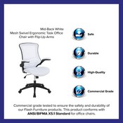 Mid-Back White Mesh Swivel Ergonomic Task Office Chair with Flip-Up Arms, BL-X-5M-WH-GG