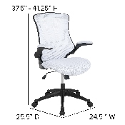 Mid-Back White Mesh Swivel Ergonomic Task Office Chair with Flip-Up Arms, BL-X-5M-WH-GG