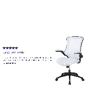 Mid-Back White Mesh Swivel Ergonomic Task Office Chair with Flip-Up Arms, BL-X-5M-WH-GG