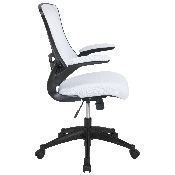Mid-Back White Mesh Swivel Ergonomic Task Office Chair with Flip-Up Arms, BL-X-5M-WH-GG