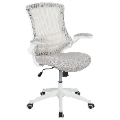 Mid-Back Light Gray Mesh Swivel Ergonomic Task Office Chair with White Frame and Flip-Up Arms, BL-X-5M-WH-GY-GG