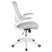 Mid-Back Light Gray Mesh Swivel Ergonomic Task Office Chair with White Frame and Flip-Up Arms, BL-X-5M-WH-GY-GG