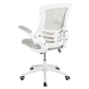 Mid-Back Light Gray Mesh Swivel Ergonomic Task Office Chair with White Frame and Flip-Up Arms, BL-X-5M-WH-GY-GG