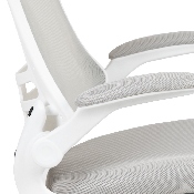 Mid-Back Light Gray Mesh Swivel Ergonomic Task Office Chair with White Frame and Flip-Up Arms, BL-X-5M-WH-GY-GG