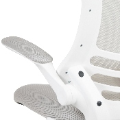 Mid-Back Light Gray Mesh Swivel Ergonomic Task Office Chair with White Frame and Flip-Up Arms, BL-X-5M-WH-GY-GG