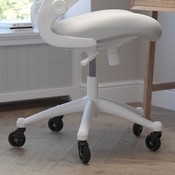 Kelista Mid-Back Light Gray Mesh Swivel Ergonomic Task Office Chair with White Frame, Flip-Up Arms, and Transparent Roller Wheels, BL-X-5M-WH-GY-RLB-GG
