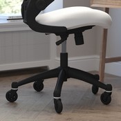 Kelista Mid-Back White Mesh Swivel Ergonomic Task Office Chair with Flip-Up Arms and Transparent Roller Wheels, BL-X-5M-WH-RLB-GG