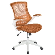 Mid-Back Tan Mesh Swivel Ergonomic Task Office Chair with White Frame and Flip-Up Arms, BL-X-5M-WH-TAN-GG