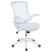 Mid-Back White Mesh Swivel Ergonomic Task Office Chair with White Frame and Flip-Up Arms, BL-X-5M-WH-WH-GG