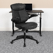 Mid-Back Black LeatherSoft Executive Swivel Ergonomic Office Chair with Back Angle Adjustment and Flip-Up Arms, BL-ZP-804-GG