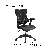 High Back Designer Black Mesh Executive Swivel Ergonomic Office Chair with LeatherSoft Seat and Adjustable Arms, BL-ZP-806-BK-LEA-GG