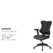High Back Designer Black Mesh Executive Swivel Ergonomic Office Chair with LeatherSoft Seat and Adjustable Arms, BL-ZP-806-BK-LEA-GG